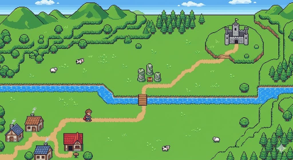 Pixel fantasy map background